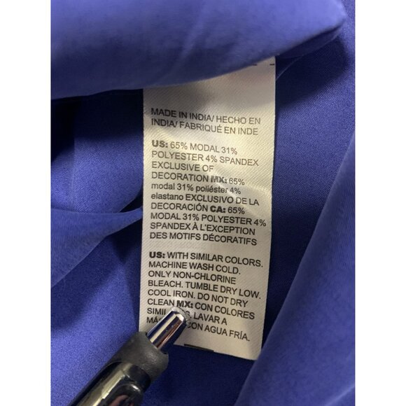 Chicos Size 4 Blue Grandmacore Winter Evening Blouse Beaded - Picture 8 of 8